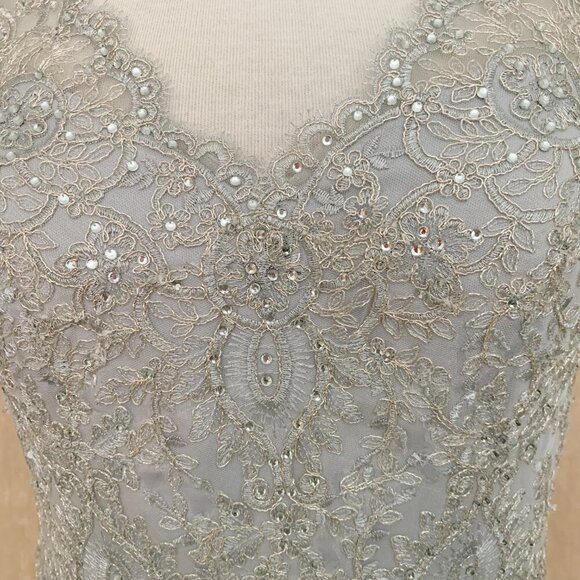 Madeline Gardner New York Pale Grey Formal Gown Dress Size 8 - Picture 6 of 10